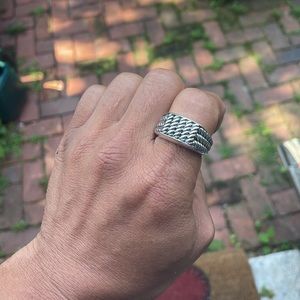 David Yurman Men`s Sterling Silver Maritime 3 sided 5 Rope Ring Size 11